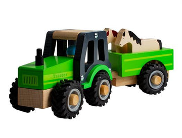 Magni | Traktor i træ med anhænger og dyr Alm produkt 123Unik