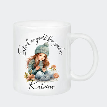 Strik er godt for sjælen 2 Customizer TeeInBlue Keramik krus 330ml hvid 330ml