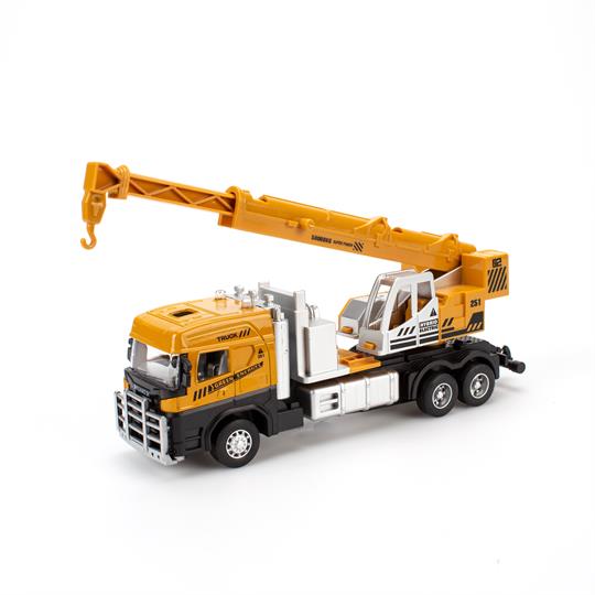 Mini | Arbejdslastbiler med pull-back, lys og lyd, 4 modeller Alm produkt 123Unik Kranbil