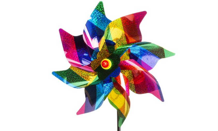 Magni | Vindmølle glitter og striber regnbue Ø24 cm Alm produkt 123Unik