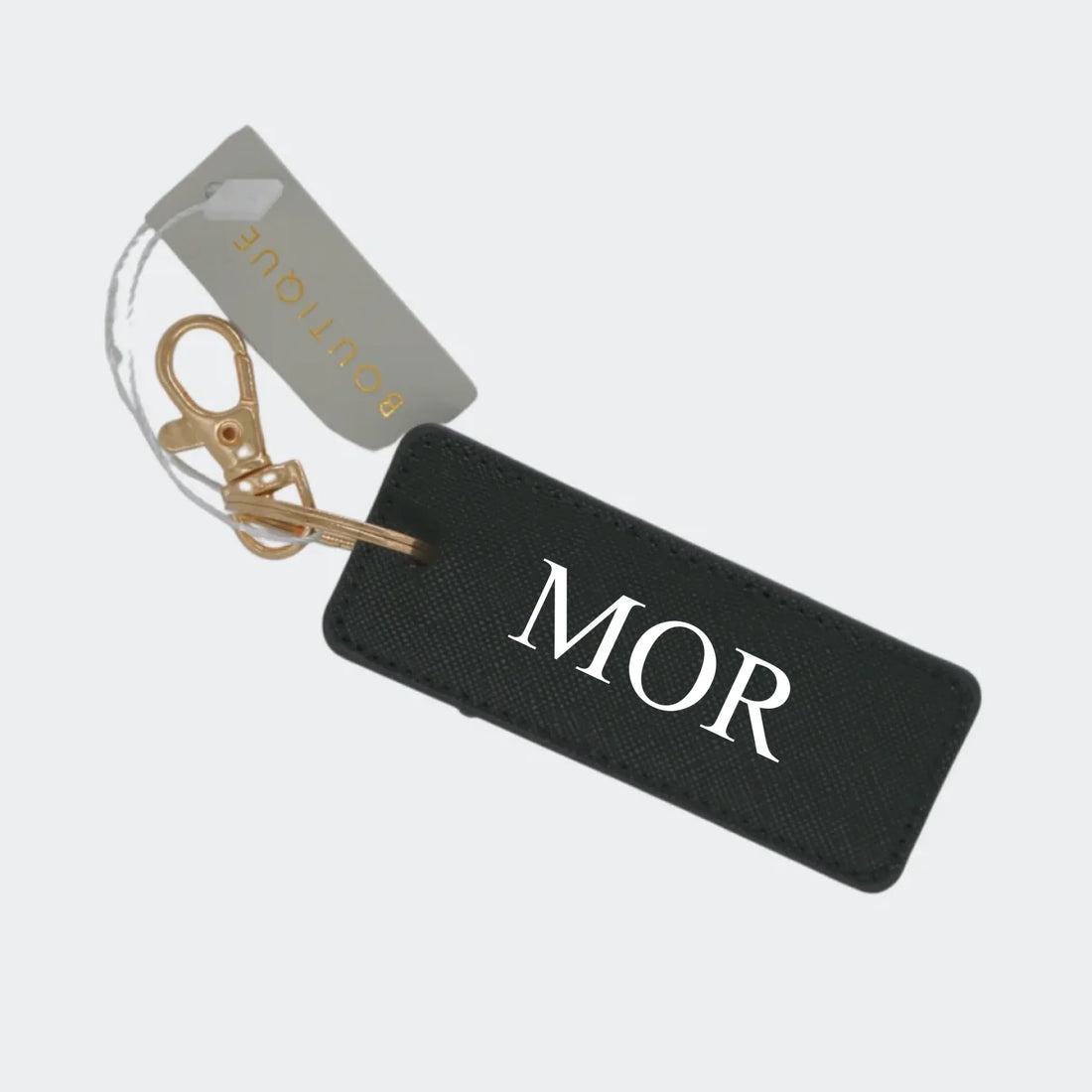Sort/Guld nøglering - MOR Customizer 123Unik Sort/Guld nøglering - Egen tekst sort 3.5 x 9cm