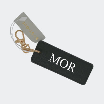 Sort/Guld nøglering - MOR Customizer 123Unik Sort/Guld nøglering - Egen tekst sort 3.5 x 9cm