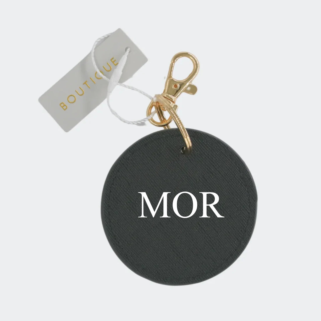 Sort/Guld rund nøglering - MOR Customizer 123Unik Sort/Guld rund nøglering - Egen tekst Sort Diameter 7cm