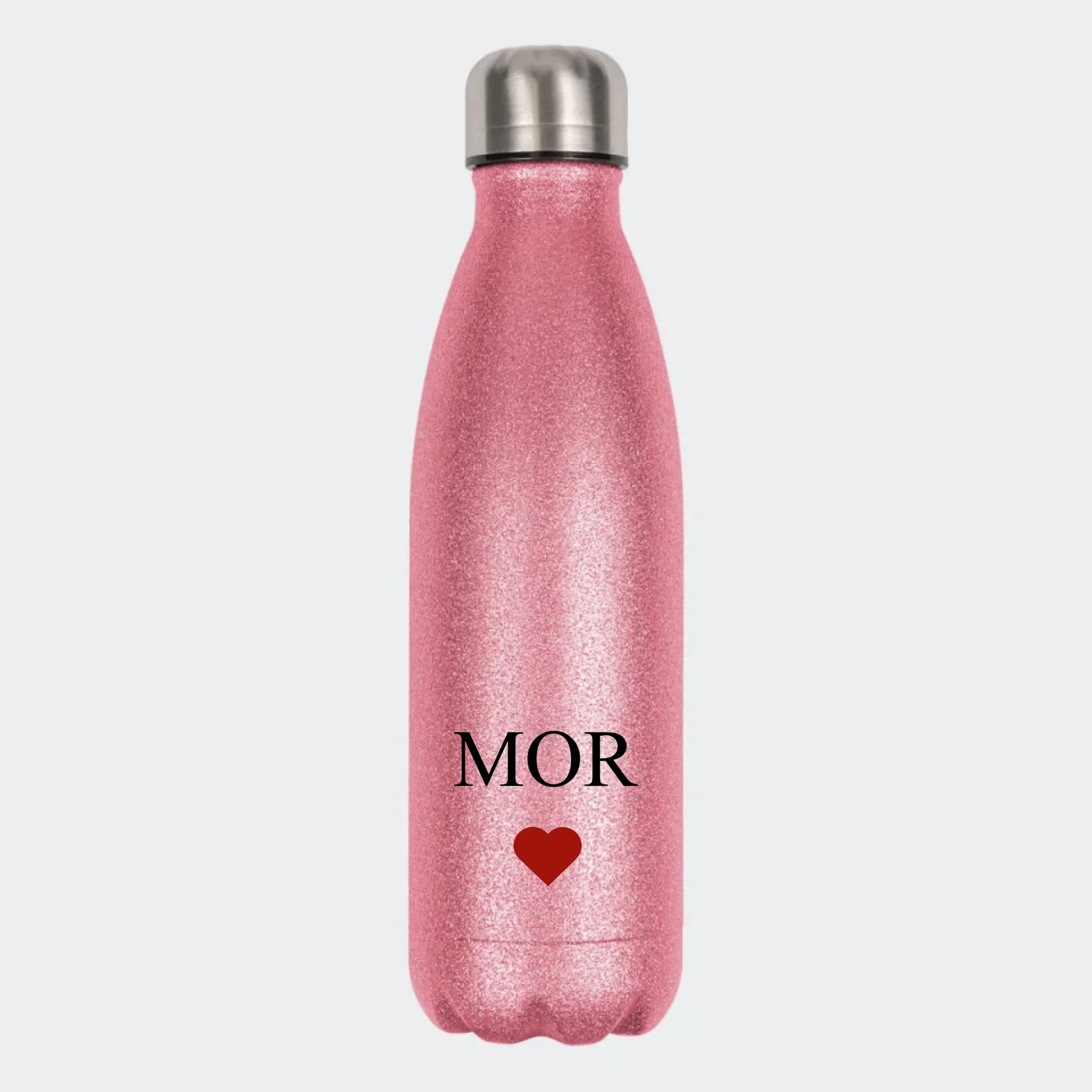 Glitter drikkedunk - flere farver med tekst og hjerte Customizer 123Unik