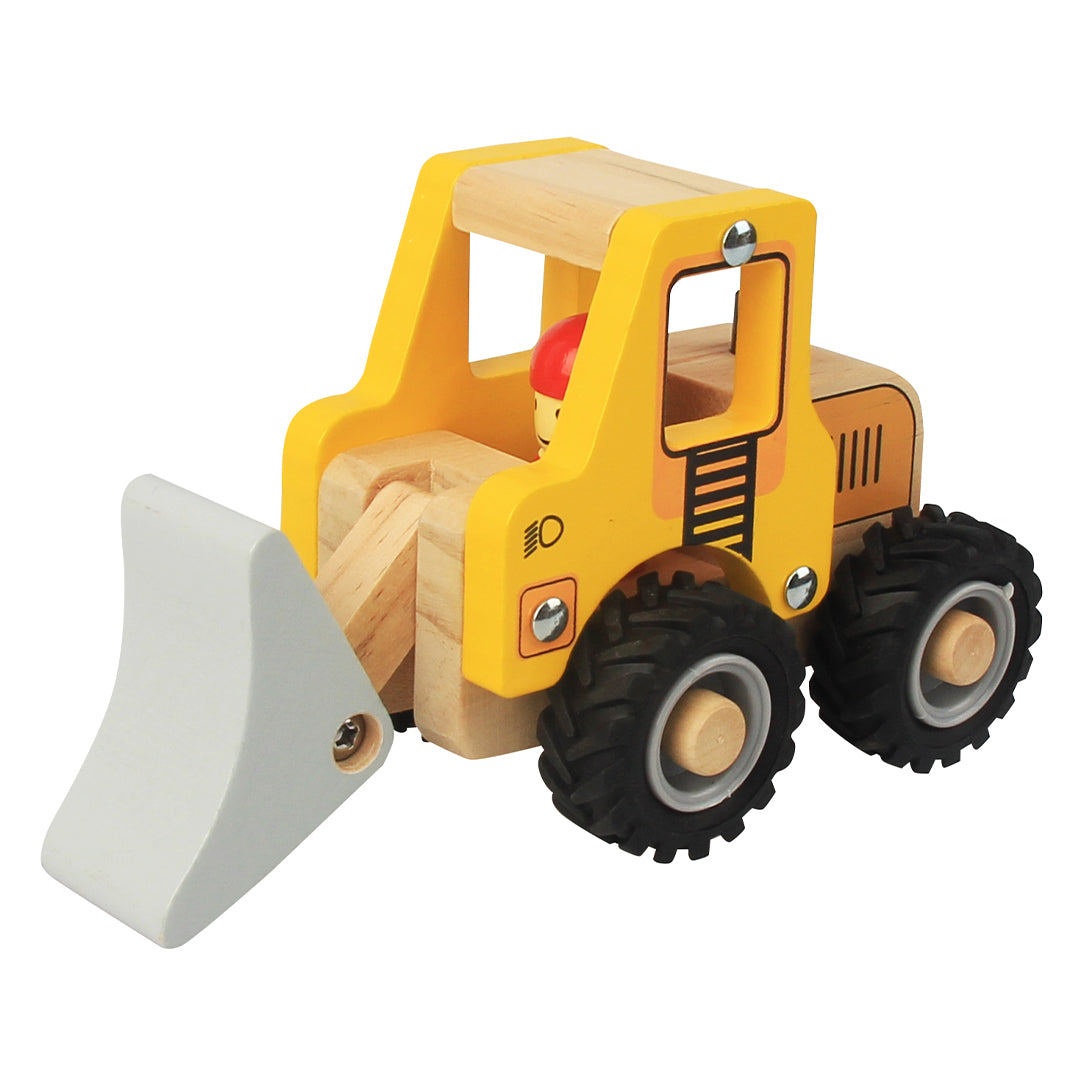 Magni | Bulldozer i træ med gummihjul, FSC 100% Alm produkt 123Unik