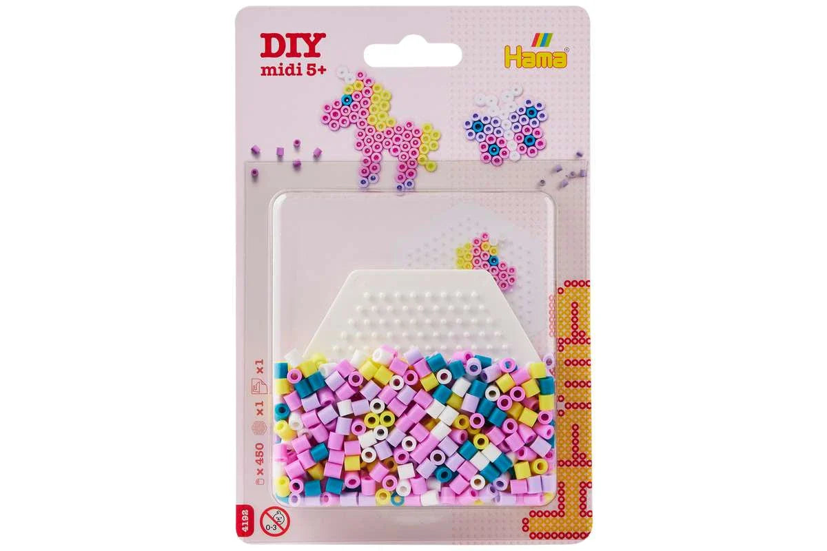 HAMA midi blister lille hexagonal plade + perler 123Unik